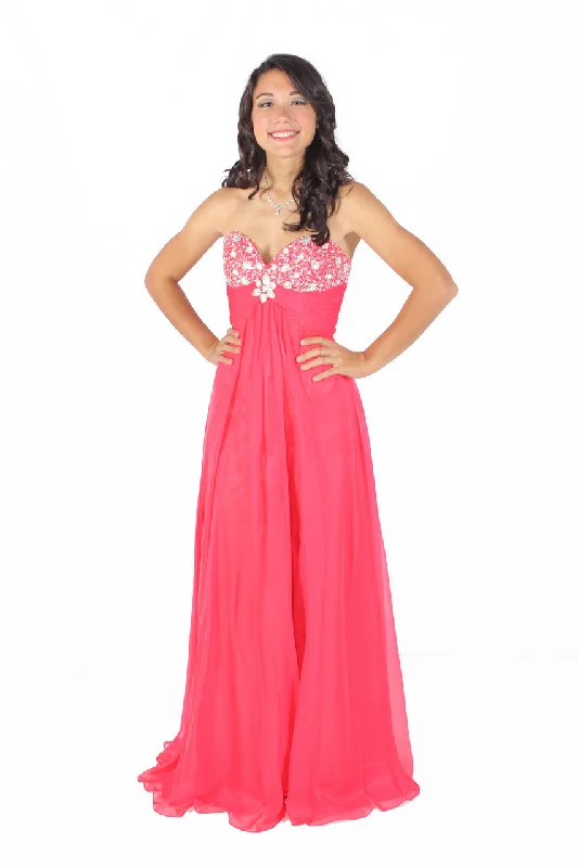 Alyce Paris 35587 Watermelon Jeweled Sweetheart Chiffon A-Line Dress - Size 0