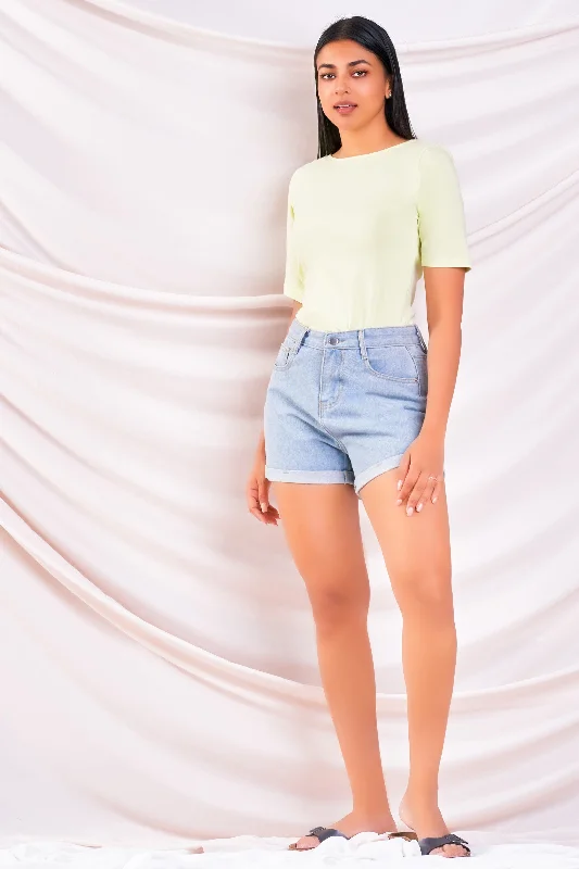 Back Frill Detail Tee Mesh Blend Leather Blend Suede Blend