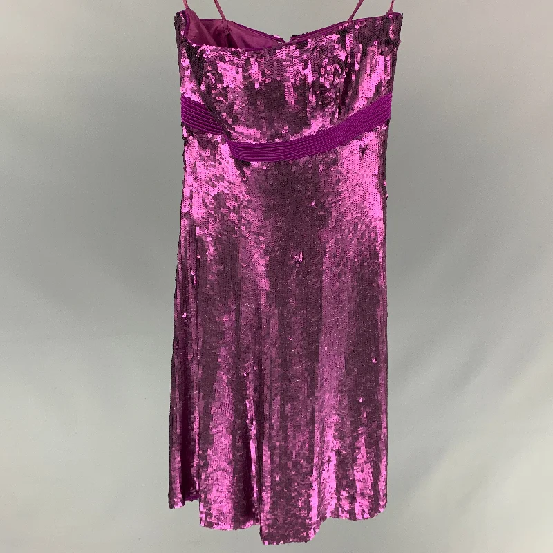 BADGLEY MISCHKA Size 0 Purple Silk Sequined Strapless Dress