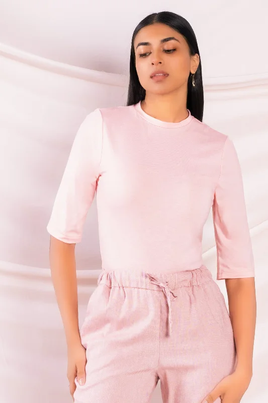 Basic Round Neck Tee Beaded Sequined Faux Fur