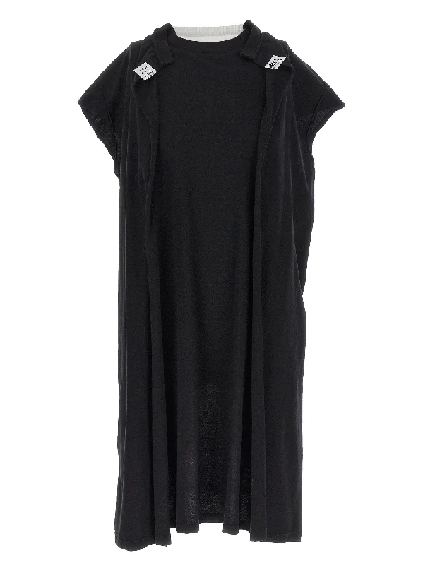 Contrast Retro T-shirt Dress Chenille Blend Fleece Blend Nylon Blend
