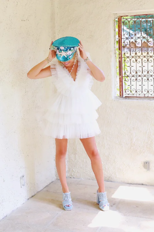 Top Tier Tulle Dress - White