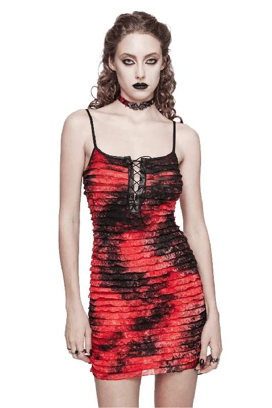 Edgy Tie-Dye Punk Dress with Adjustable Straps