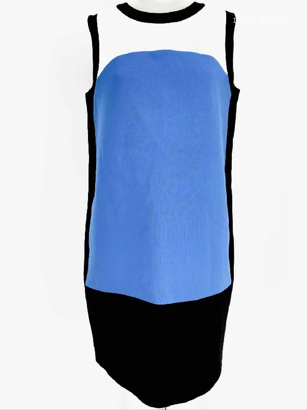 Kate Spade Blue/White/Black Shift Polyester Blend Color Block Size 6 Dress