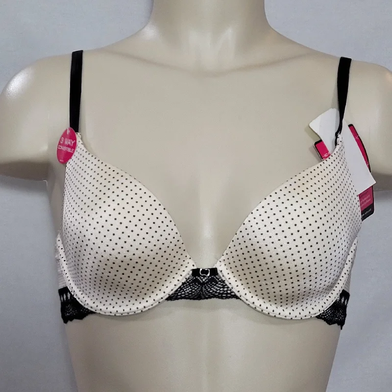 Lily of France 2177101 Your Perfect T-shirt UW Bra With Lace 34B Black Dots NWT Notch Collar Peter Pan Collar Cowl Neck Lily of France 2177101 Your Perfect T-shirt UW Bra With Lace 34B Black Dots NWT Notch Collar Peter Pan Collar Cowl Neck