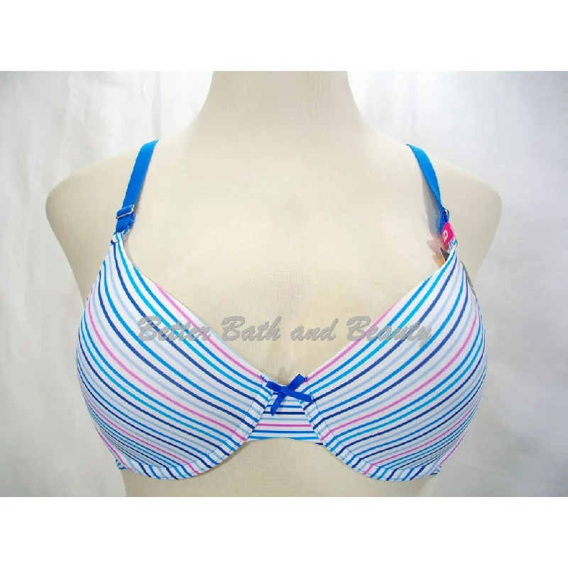Maidenform 05701 5701 Self Expressions T-Shirt UW Bra 34D Blue Stripes Zippered Buttoned Snapped Maidenform 05701 5701 Self Expressions T-Shirt UW Bra 34D Blue Stripes Zippered Buttoned Snapped