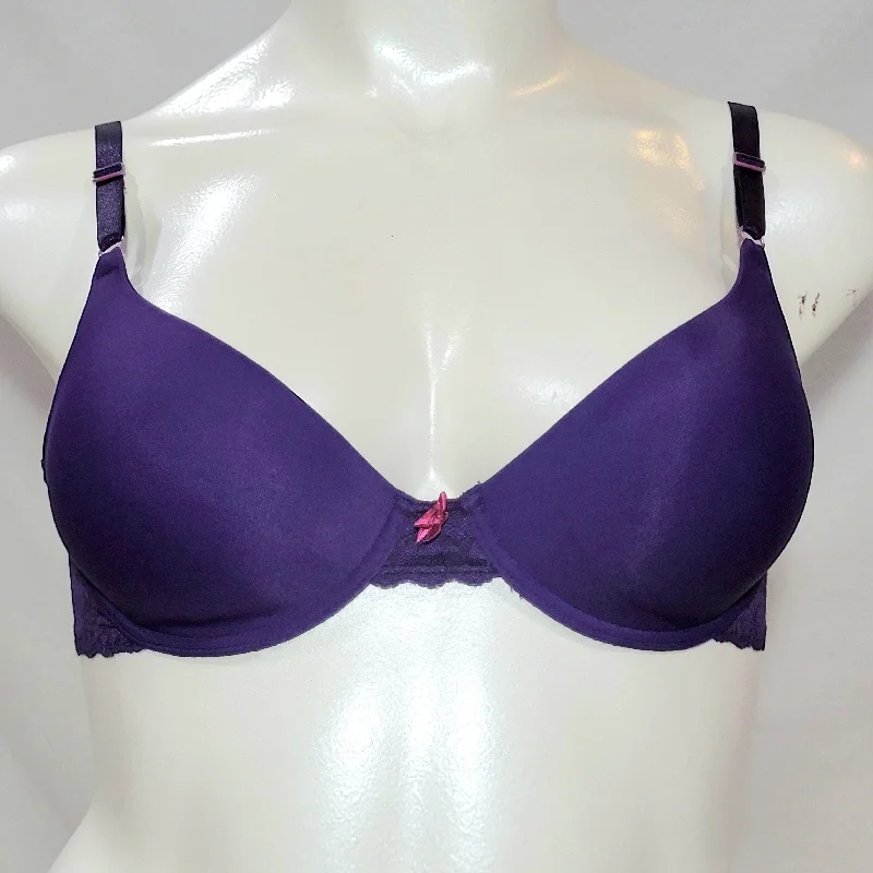 DISCONTINUED Maidenform 7900 7909 One Fabulous Fit Lace Trim T-Shirt UW Bra 36D Purple Ribbed Striped Patterned DISCONTINUED Maidenform 7900 7909 One Fabulous Fit Lace Trim T-Shirt UW Bra 36D Purple Ribbed Striped Patterned