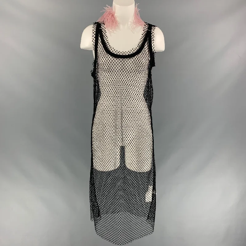 Nº21 Size 6 Black Pink Polyester Feathers Long Cocktail Dress