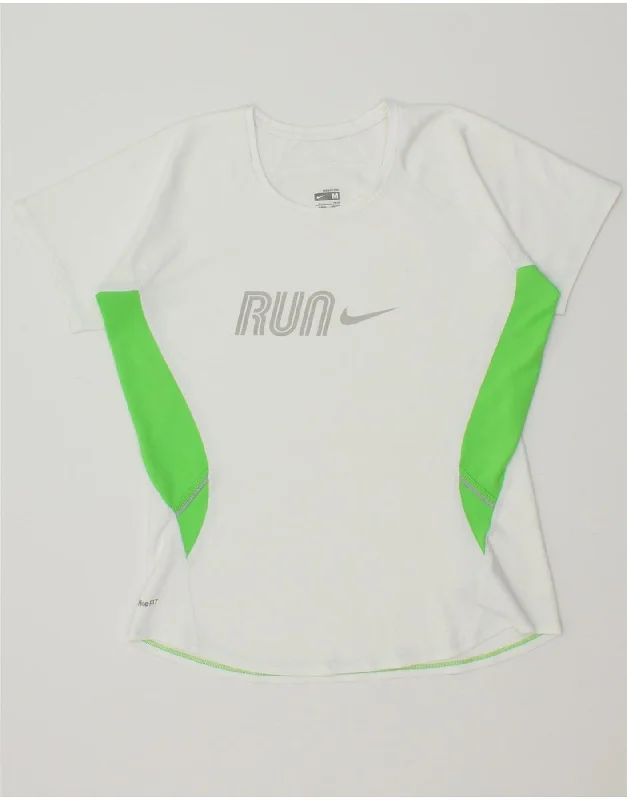 NIKE Womens Graphic T-Shirt Top UK 10/12 Medium White Colourblock Zippered Buttoned Snapped NIKE Womens Graphic T-Shirt Top UK 10/12 Medium White Colourblock Zippered Buttoned Snapped