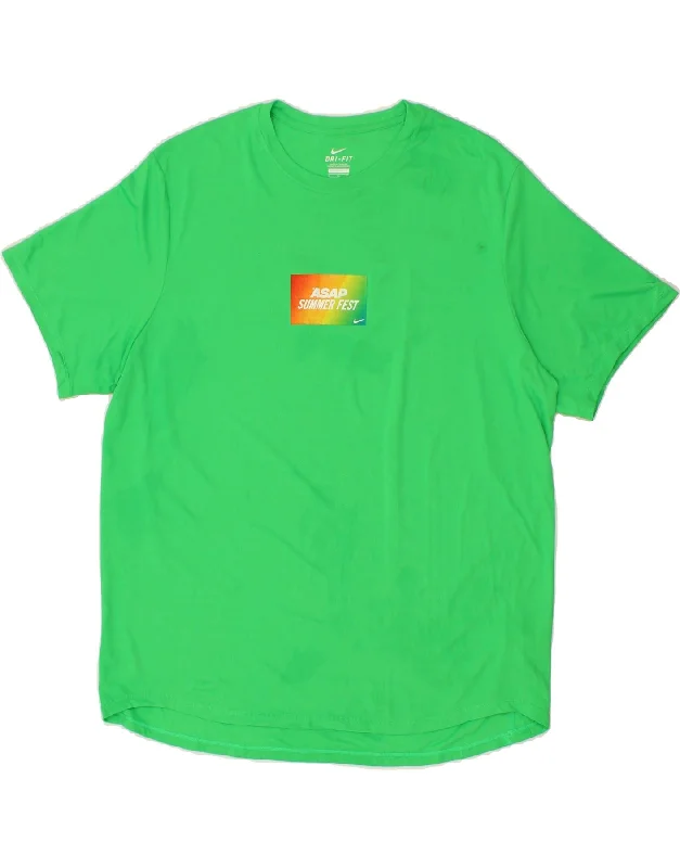NIKE Womens Graphic T-Shirt Top XL Green Polyester Cozy Warm Stylish