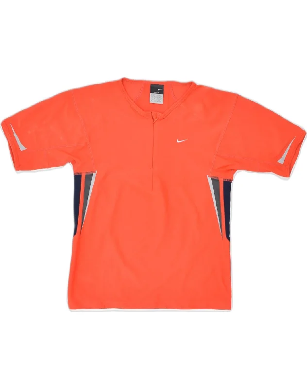 NIKE Womens T-Shirt Top UK 12 Medium Red Polyamide Fashionable Trendy Casual