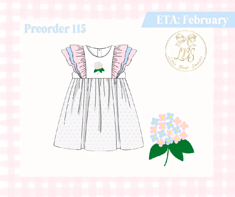 PO115 SWISS DOT HYDRANGEA DRESS