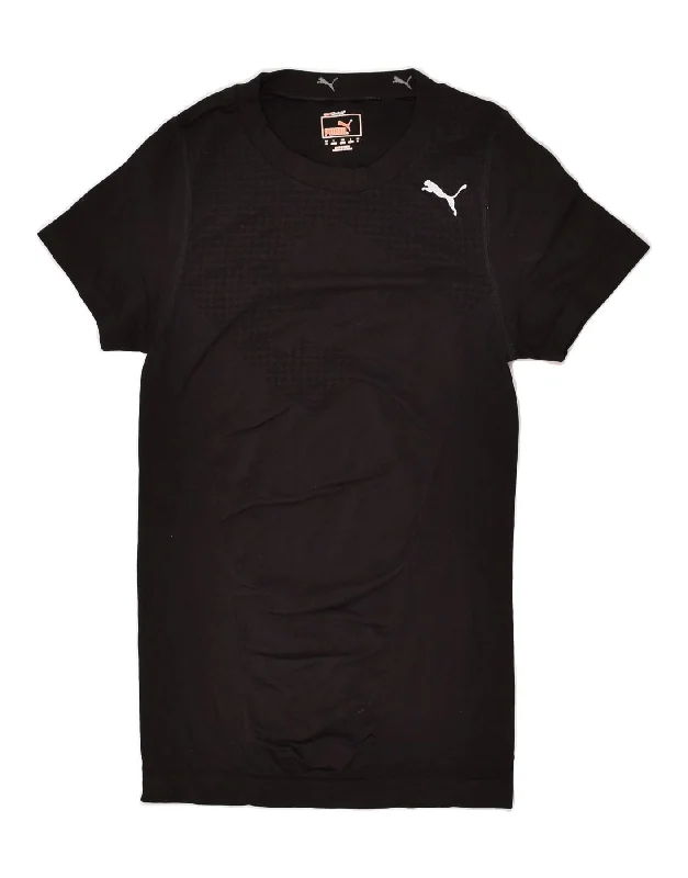 PUMA Womens T-Shirt Top Medium Black Nylon Satin Fabric Silk Fabric Chiffon Fabric