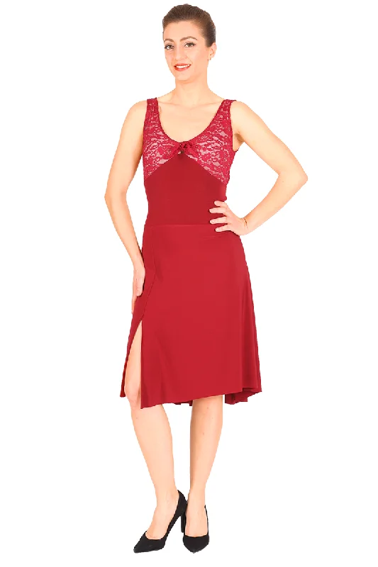 Crisscross Tango Dress with Lace & Back Draping