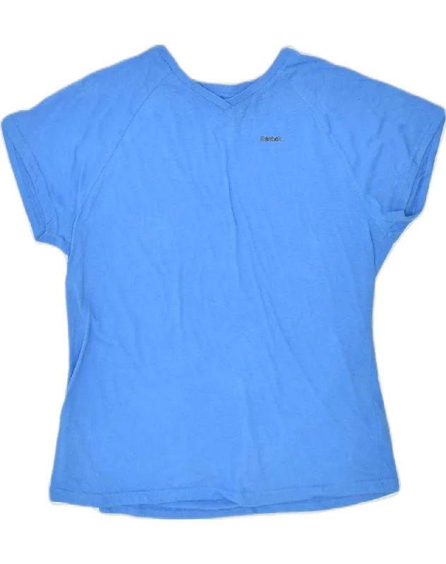 REEBOK Womens Slim Fit T-Shirt Top UK 18 XL Blue Polyester Lace Blend Ribbed Blend Corduroy Blend REEBOK Womens Slim Fit T-Shirt Top UK 18 XL Blue Polyester Lace Blend Ribbed Blend Corduroy Blend