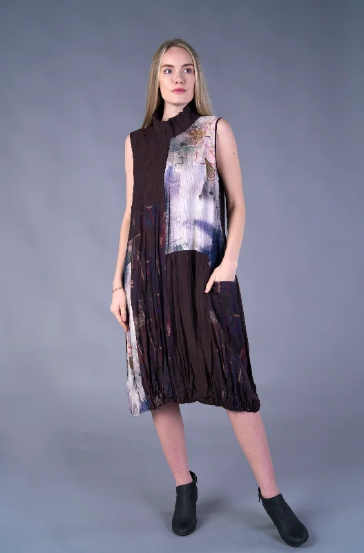 Crinkle Crush Mock Neck Dress