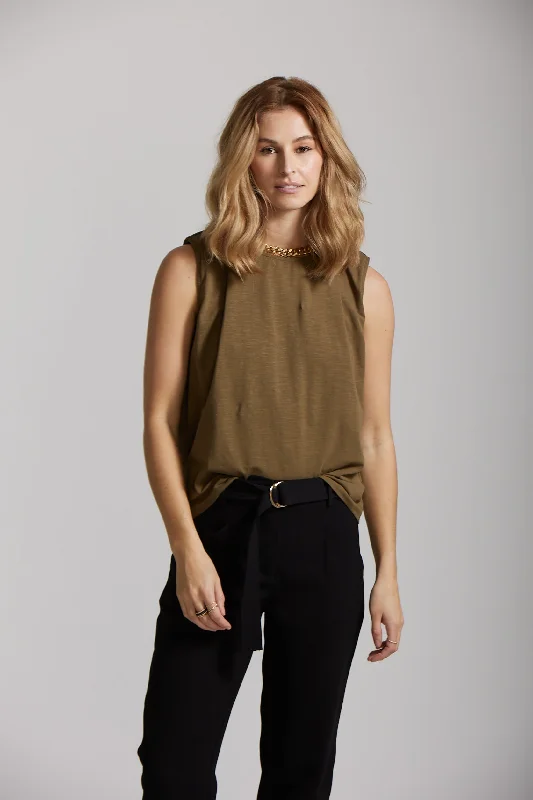 Shoulder Tee - Forest Mesh Fabric Canvas Fabric Denim Fabric