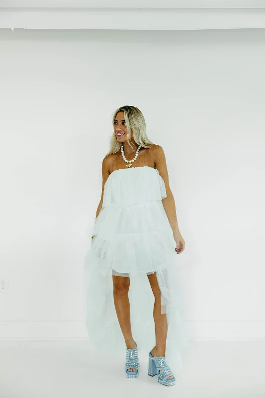 Pretty In Tulle High Low Tulle Dress - White