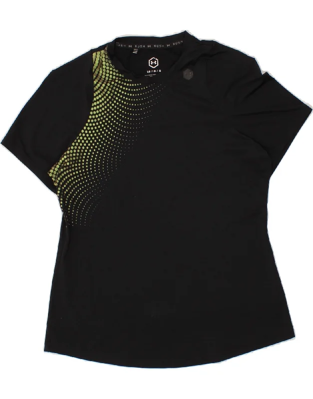 UNDER ARMOUR Womens Heat Gear T-Shirt Top UK 14 Large Black Cozy Warm Stylish