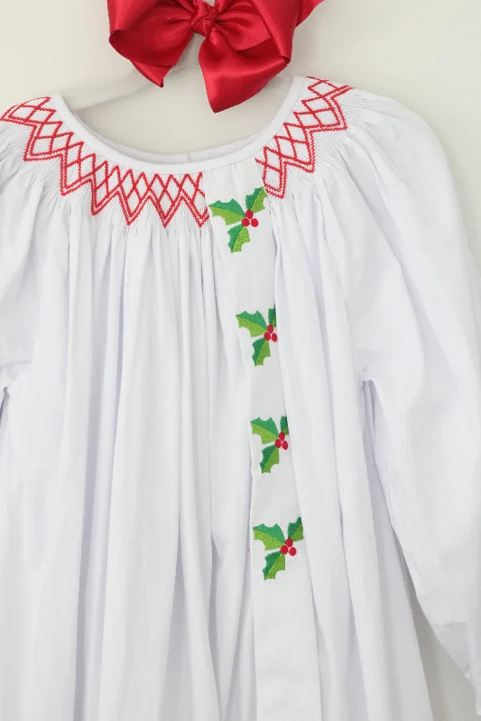 WHITE SMOCKED HOLLY DRESS