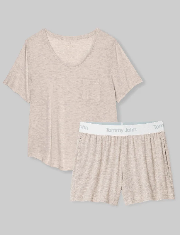 Women's Second Skin Sleep Pocket Tee & Short Set Polka Dot Checkered Tartan