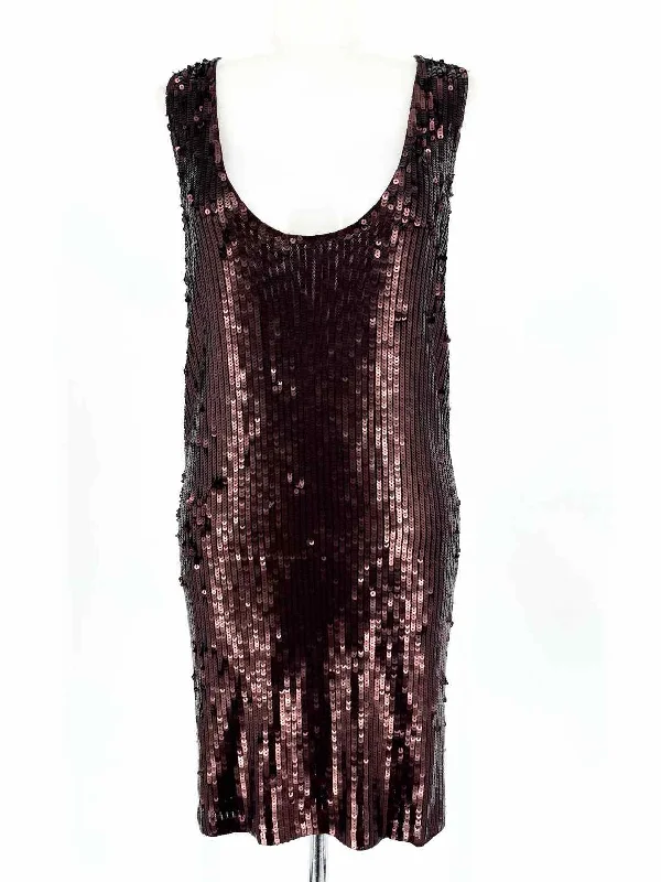 Yaya Aflalo Women's Brown Tank Sequined Holiday Size M Dress