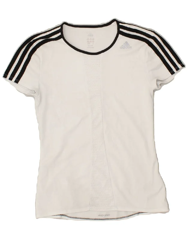 ADIDAS Womens Climalite T-Shirt Top UK 4/6 XS White Polyester Hooded Caped Shawl Collar ADIDAS Womens Climalite T-Shirt Top UK 4/6 XS White Polyester Hooded Caped Shawl Collar
