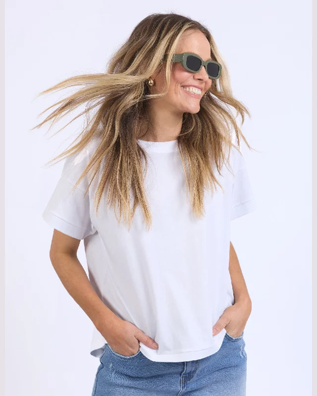Foxwood Habitat Tee - White Rayon Velvet Corduroy