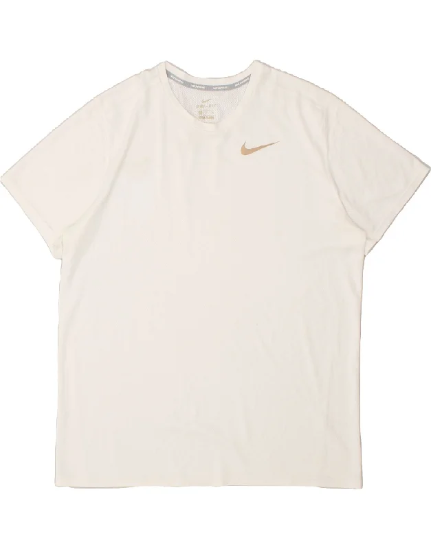 NIKE Womens Dri Fit Graphic T-Shirt Top UK 18 XL Off White Polyester Houndstooth Herringbone Solid NIKE Womens Dri Fit Graphic T-Shirt Top UK 18 XL Off White Polyester Houndstooth Herringbone Solid