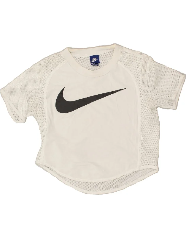 NIKE Womens Graphic T-Shirt Top UK 14 Medium White Front Pockets Side Pockets Patch Pockets NIKE Womens Graphic T-Shirt Top UK 14 Medium White Front Pockets Side Pockets Patch Pockets