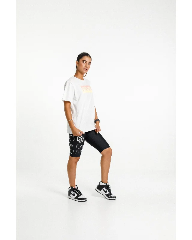 Rose Road Topher Tee - White with Mirror Print Solid Color Striped Floral