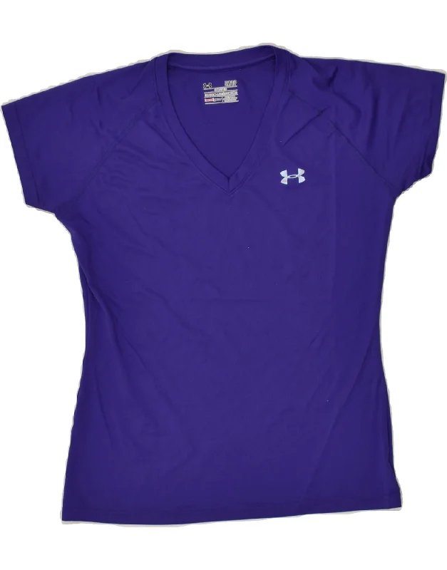 UNDER ARMOUR Womens T-Shirt Top UK 10 Small Blue Polyester Casual Formal Business