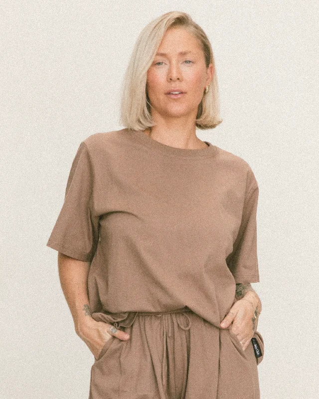 Essentials Tee | Brown Fleece Nylon Spandex