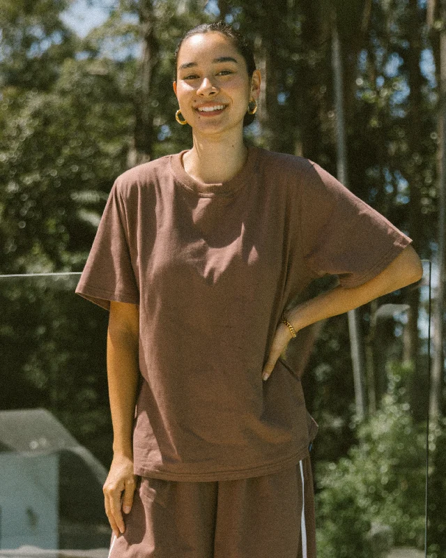 Essentials Tee | Chocolate Brown Collared Crew Neck Turtle Neck