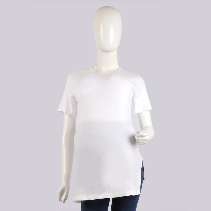 Women's Maternity V Neck T-Shirt - White Chenille Blend Fleece Blend Nylon Blend