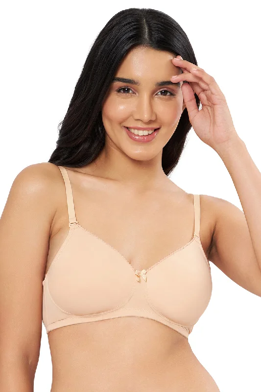 Smooth Elegance Padded Non-wired T-shirt Bra - Hazelnut Striped Floral Plaid