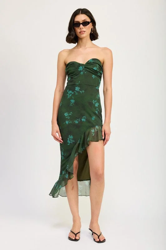 ASYMMETRICAL RUFFLE TUBE MAXI DRESS Stylish One-Shoulder Maxi Dress