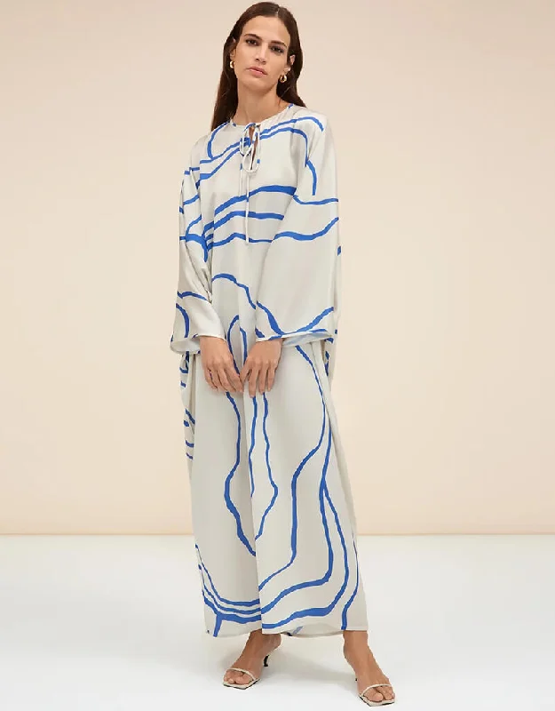 Blue Latest Printed Maxi Dress Comfortable Flowy Maxi Dress