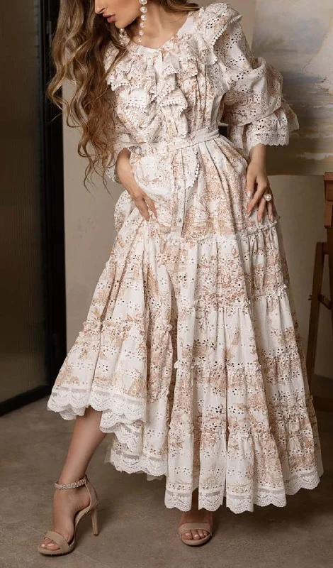 FLOWERS COTTON MAXI DRESS IN WHITE Chic Sleeveless Maxi Dress