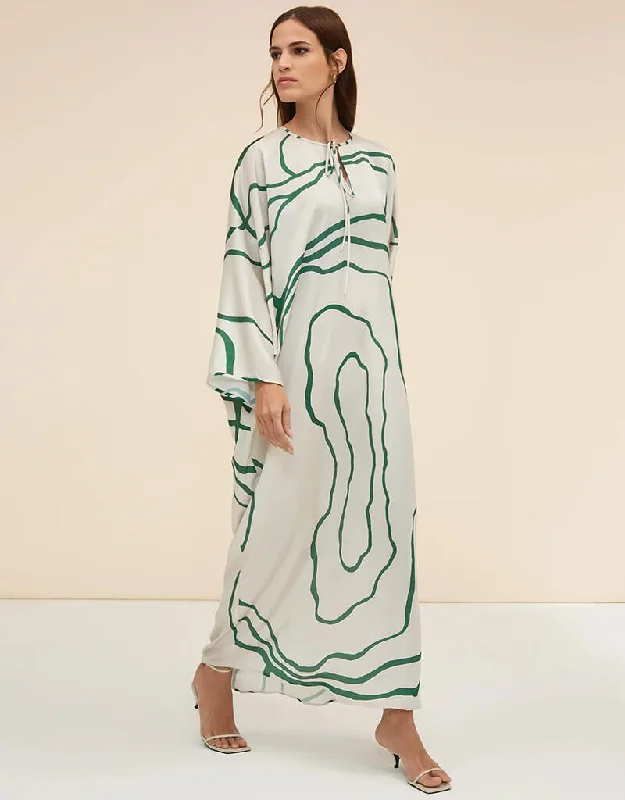 Green Latest Printed Maxi Dress Fashionable Chiffon Maxi Dress