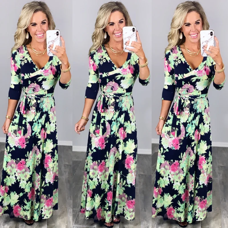 Here She Comes Maxi Dress Elegant Wraparound Maxi Dress