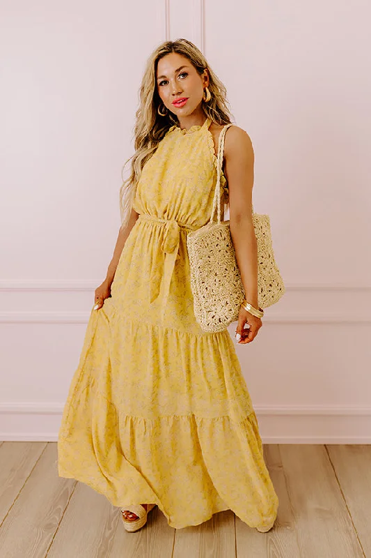 Honeymoon Happiness Maxi Dress In Primrose Yellow Cozy Ribbed Maxi Dress