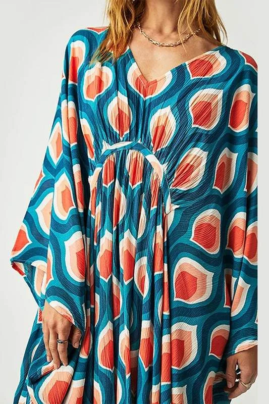 LOOSE V NECK MAXI DRESS Fashionable Sheer Maxi Dress