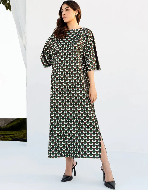 Lunar Green Latest Printed Maxi Dress Trendy Fit-and-Flare Maxi Dress