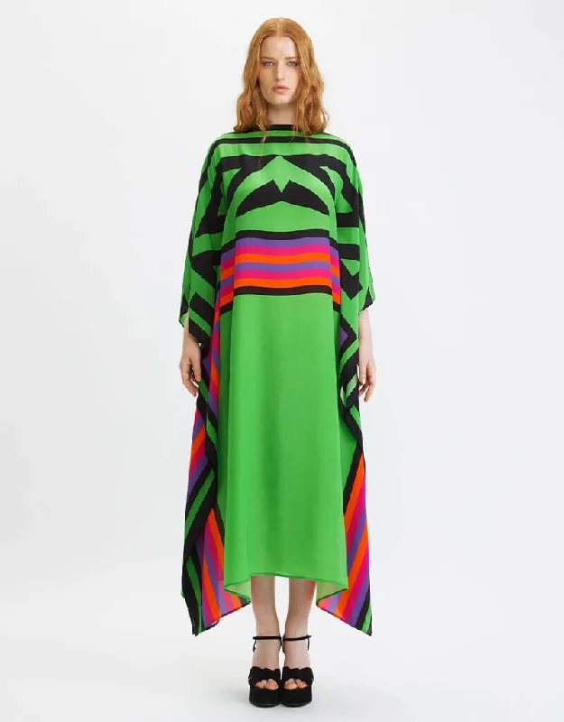Mid Green Latest Printed Maxi Dress Fashionable Halter Neck Maxi Dress