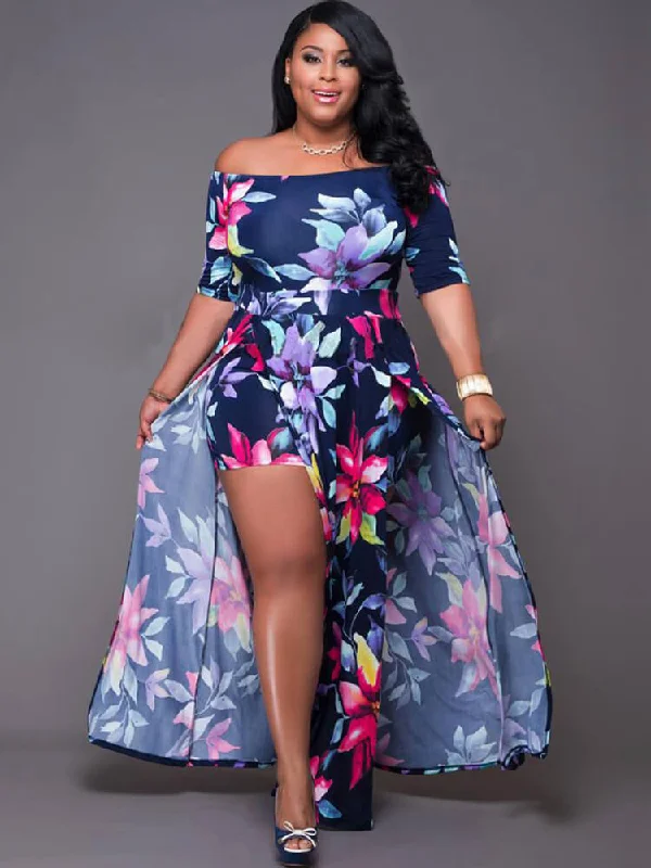 Off Shoulder Floral Print High Split Maxi Dress Comfortable Plunging Neckline Maxi Dress Off Shoulder Floral Print High Split Maxi Dress Comfortable Plunging Neckline Maxi Dress