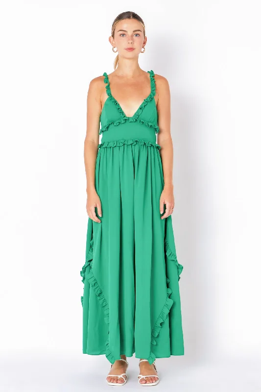 Open Back Maxi Dress Fashionable Asymmetrical Maxi Dress