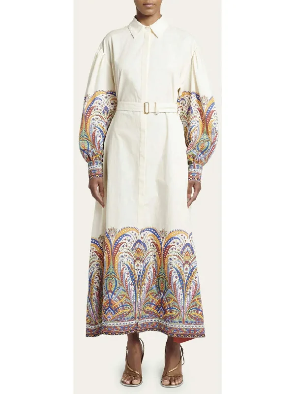 Paisley-Print Belted Maxi Dress Cozy Knit Maxi Dress