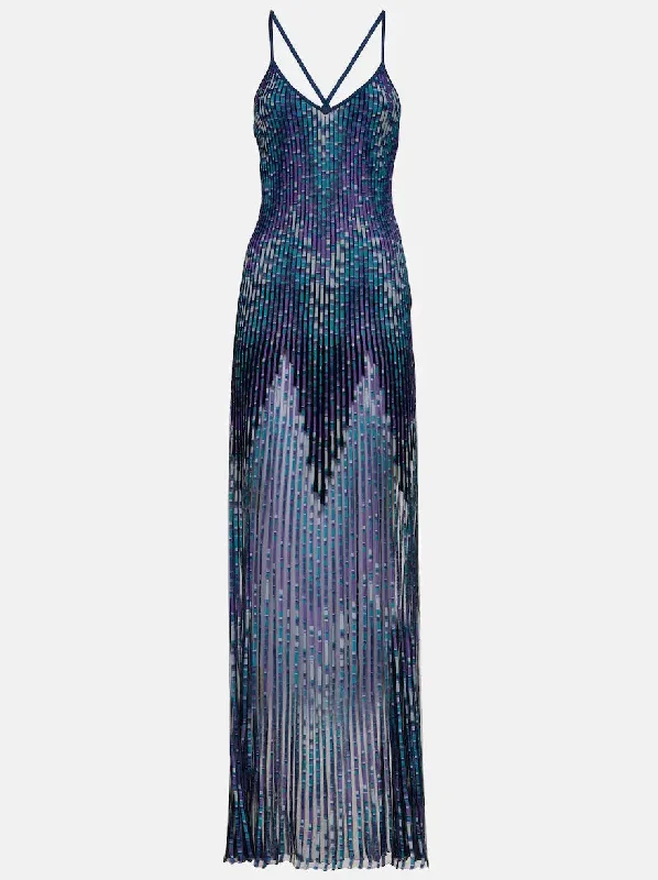 Pleated Knit Sleeveless Maxi Dress Trendy Floral Print Maxi Dress