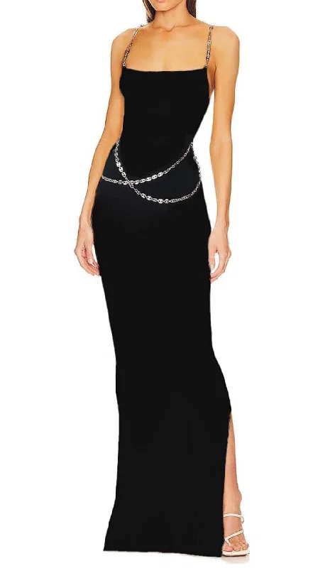 Crystal STRAPPY BANDAGE MAXI DRESS IN BLACK Elegant Lace Maxi Dress